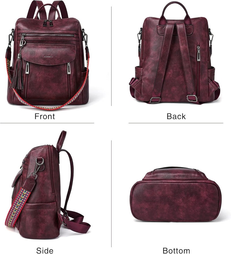 Shrrie Backpack Purse for Women Fashion Leather Backpack Purse Designer Travel Backpack Convertible Shoulder Bag with Wristlet - Image 3